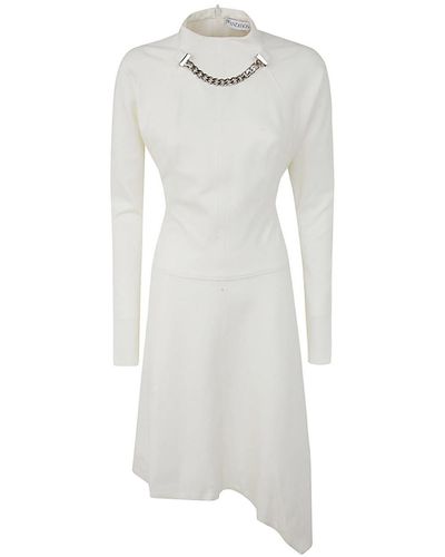 JW Anderson Neck Chain Long Sleeve Dress - White