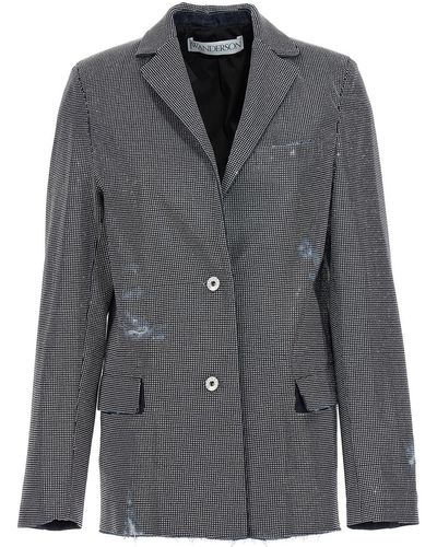 JW Anderson Used Sequin Denim Blazer Jacket - Grey