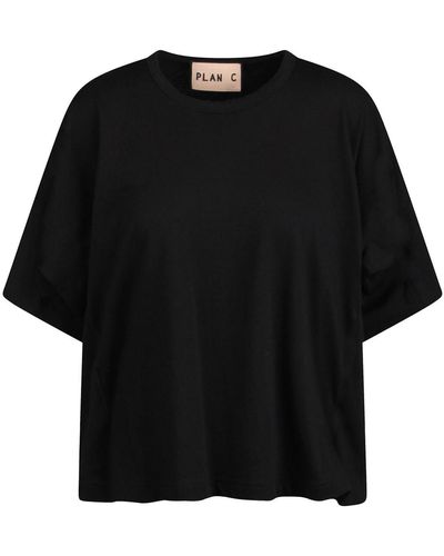 Plan C Oversized T-shirt With Printed Logo - Black