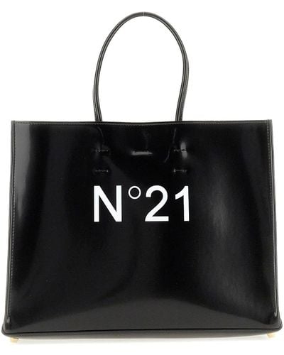 N°21 Shopper Bag With Logo - Black