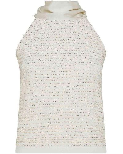 D. EXTERIOR Top With Sequin Detail - White