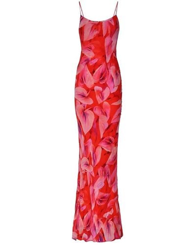 ANDAMANE Isabelle Printed Georgette Long Dress - Red