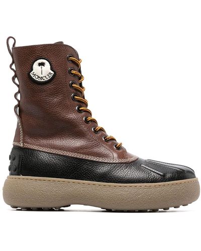 Moncler Winter Gommino Leather Boots - Brown