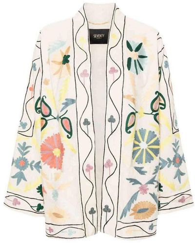 Seventy Floral Embroidery Coat - White