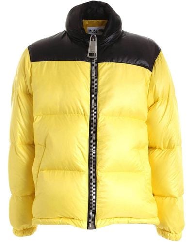 Moschino Bicolor Quilted Tech Viscose Puffer Jacket - Yellow
