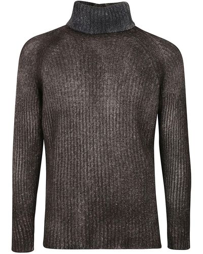 Avant Toi Ribbed Turtleneck Pullover - Gray