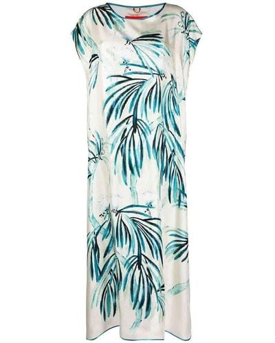 F.R.S For Restless Sleepers Long Printed Silk Dress - Blue
