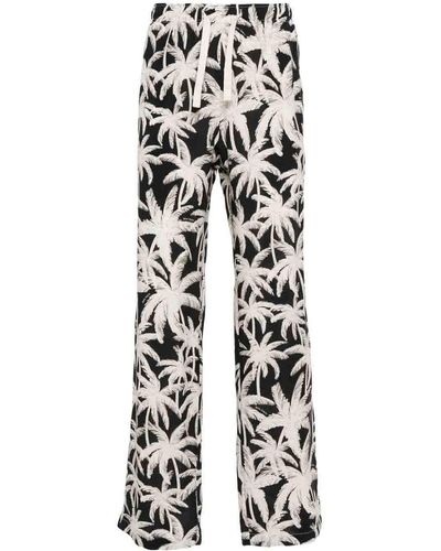 Palm Angels Allover Logo Loose Fit Trousers - White