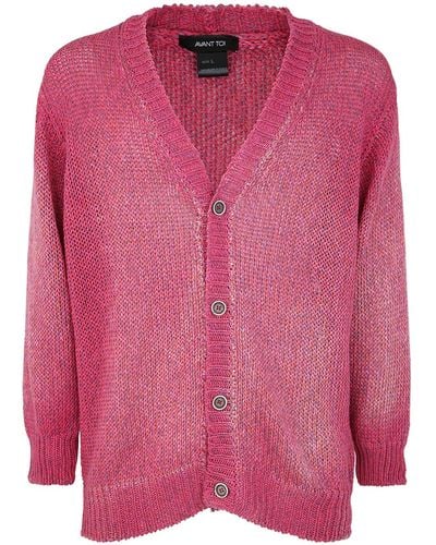 Avant Toi Linen Cardigan With Destroyed Edges - Pink