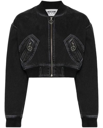 Moschino Stand-up Collar Denim Jacket - Black