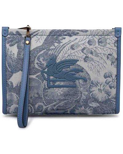 Etro Two-tone Fabric Clutch Bag - Blue