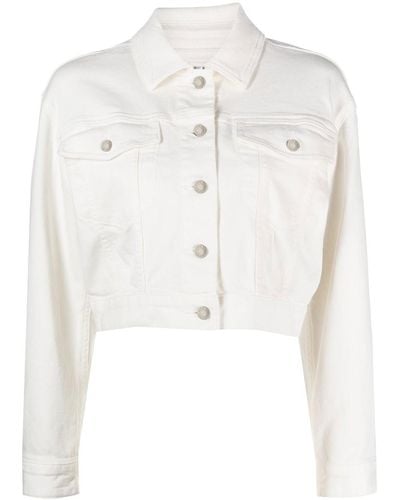Michael Kors Short Denim Jacket With Front Pockets - White