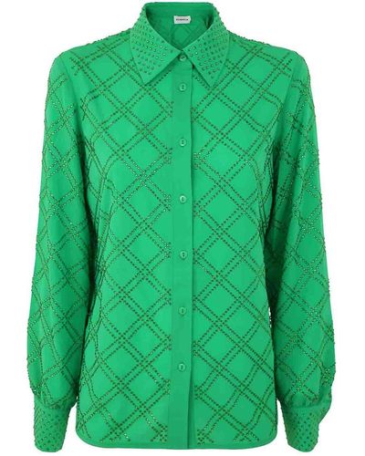 P.A.R.O.S.H. Polyester With Crystals Blouse - Green