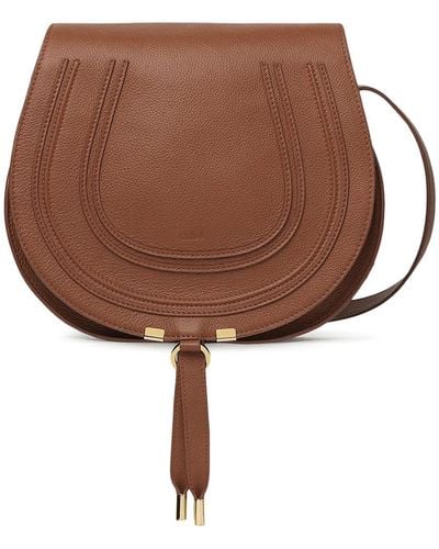 Chloé Grained Leather Bag With Stitching - Brown