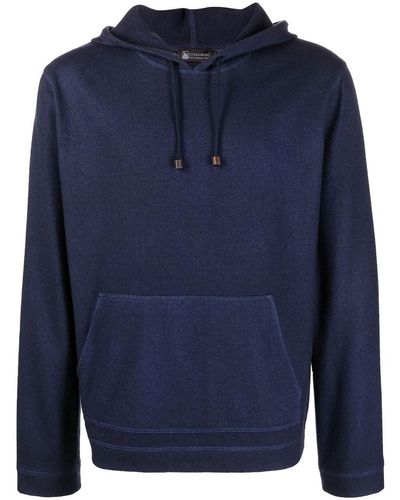 Colombo Silk Blend Cashmere Hoodie - Blue