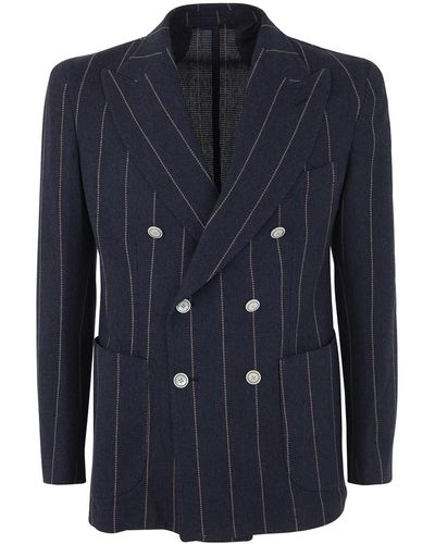 Barba Napoli Dynamic Double Breasted Jacket - Blue