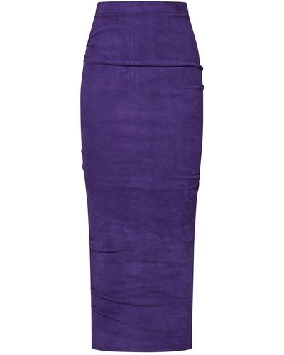 LAQUAN SMITH Suede Pencil Skirt - Purple