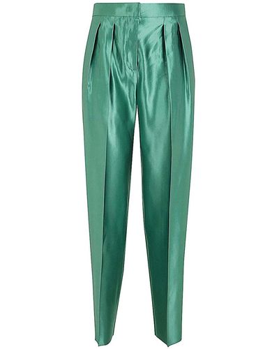 Giorgio Armani Polished Double Pences Trousers - Green