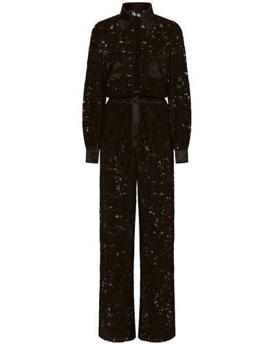 Dolce & Gabbana Lace Silk Blend Jumpsuit - Black