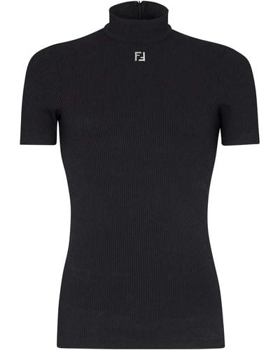 Fendi High Neck T-shirt - Black