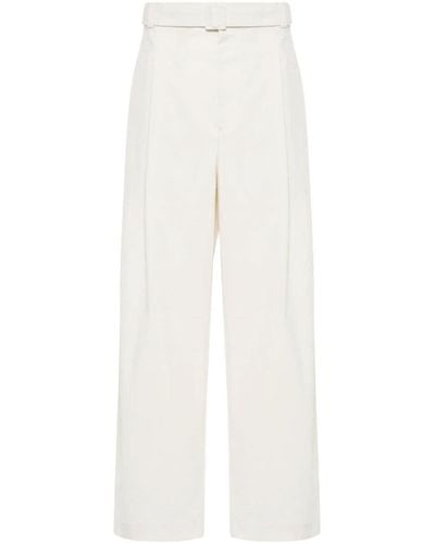 Armani Cotton Blend Wide Leg Trousers - White