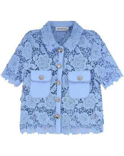 Self-Portrait Lace Shirt - Blue