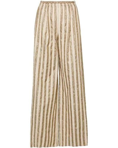 Forte Forte Linen And Cotton Blend Lurex Striped Trousers - Natural