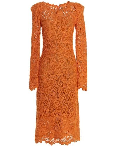 Ermanno Scervino Macramé Lace Dress - Orange