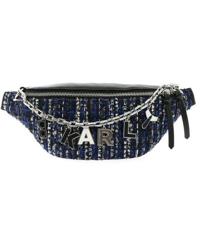 Karl Lagerfeld K/studio Tweed Belt Bag In Blue And - White