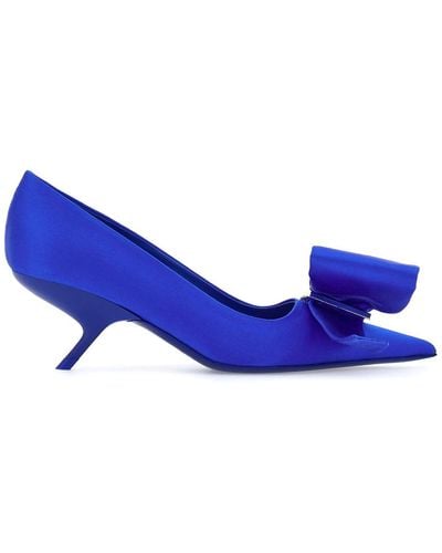 Ferragamo Soft Bow Leather Court Shoes - Blue
