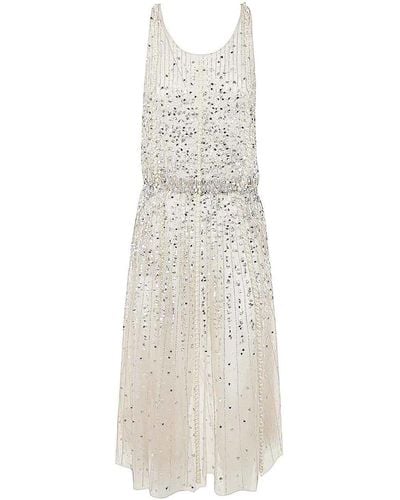 Elisabetta Franchi Sleeveless Dress With Pearls - White