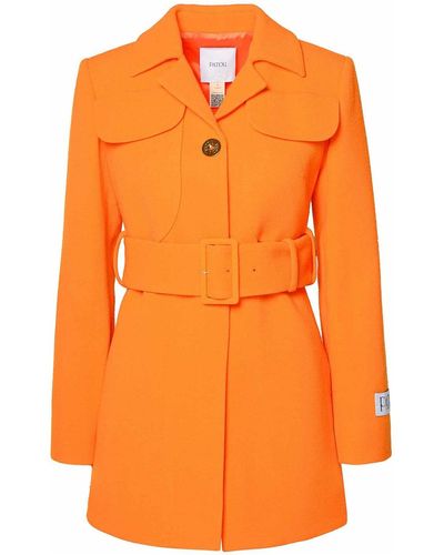 Patou Virgin Wool Coat - Orange