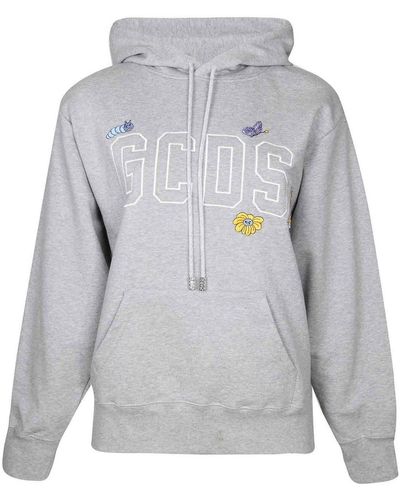 Gcds Cotton Sweatshirt With Hood - Grey