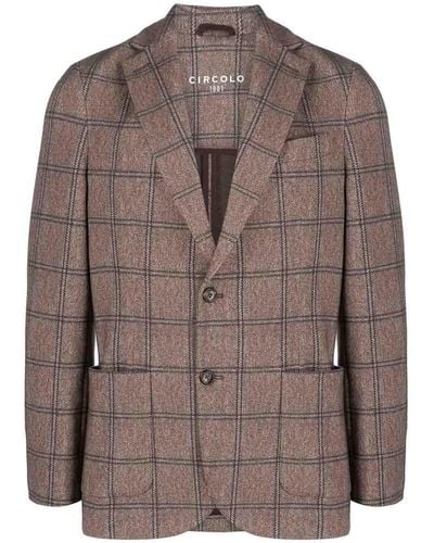 Circolo 1901 Single-breasted Checked Cotton Jacket - Brown