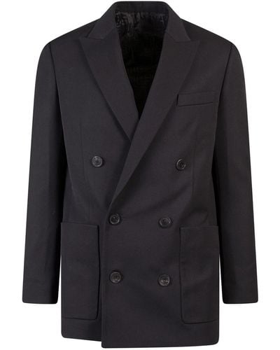 Balmain Wool Blazer With Peak Lapel - Black