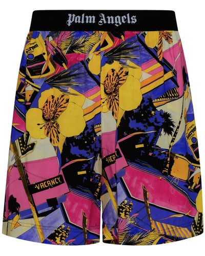 Palm Angels Bermuda Shorts In Multicolored Viscose - Multicolour