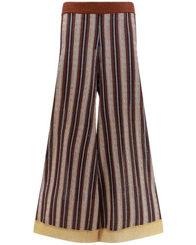 Erika Cavallini Semi Couture Striped Viscose Skirt - Brown