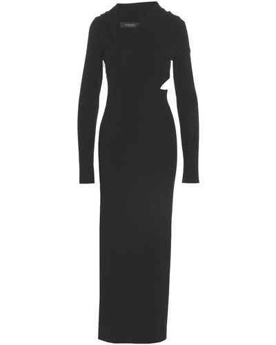 Versace Long Cut-out Hooded Dress - Black