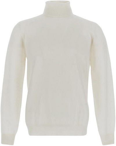 Laneus Knit Sweater In Milk With Turtleneck - White