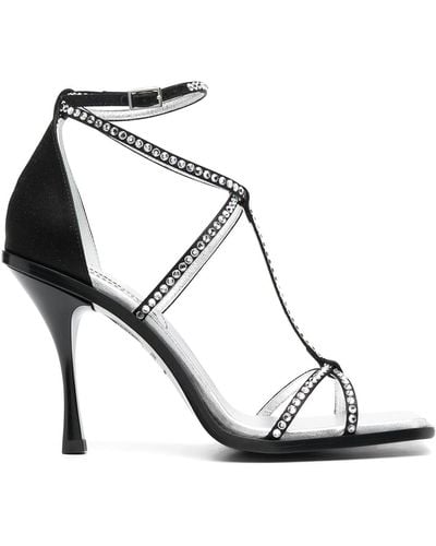DSquared² Crystal-embellished Square-toe Sandals - White