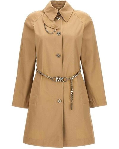 MICHAEL Michael Kors Chain Belt Trench Coat Coats, Trench Coats - Natural