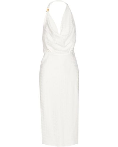 Elisabetta Franchi Logo Midi Dress - White