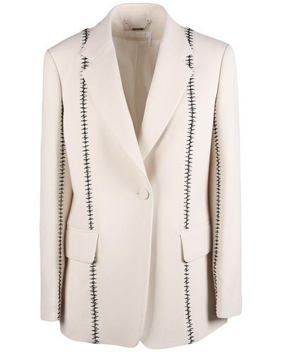 Chloé Tailored Blazer With Stitching Detail - Natural