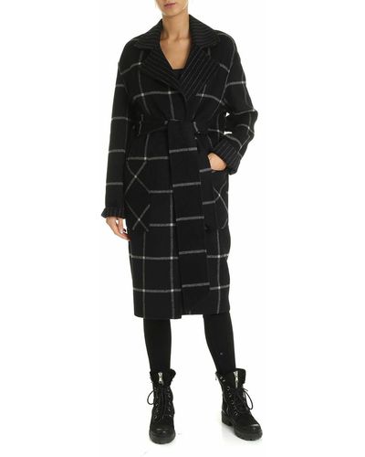 Karl Lagerfeld Double Face Coat In And Gray - Black