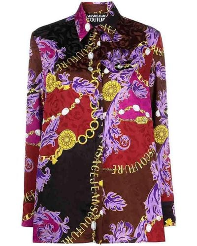 Versace Purple Chain-print Shirt