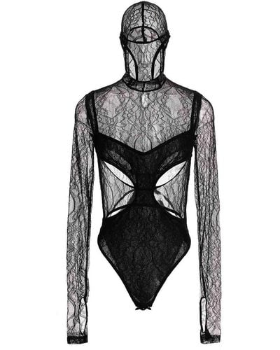 Dion Lee Cut-out Detail Lace Bodysuit - Black