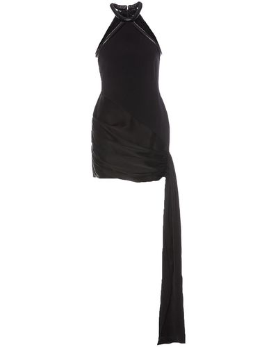 David Koma Wrap Effect Skirt Halter Neck Mini Dress - Black