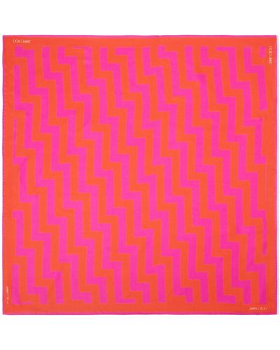 Jimmy Choo Printed Silk Foulard - Pink