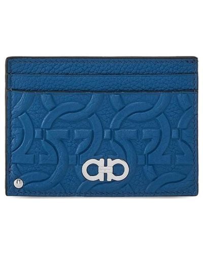 Ferragamo Leather Credit Card Case - Blue