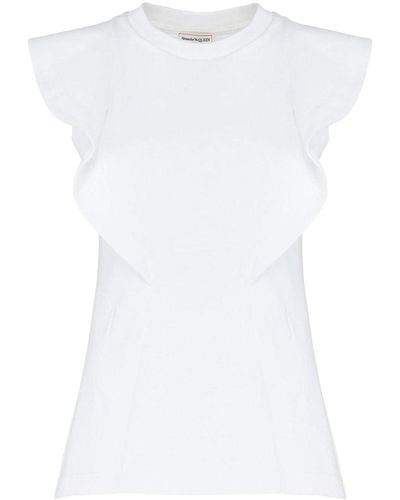 Alexander McQueen T-shirt With Ruffle Detail - White